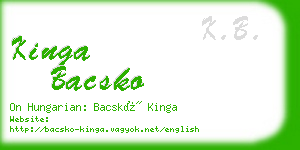 kinga bacsko business card